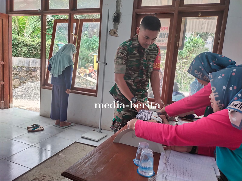 Pantau Tumbuh Kembang Anak Babinsa Dampingi Kegiatan Posyandu